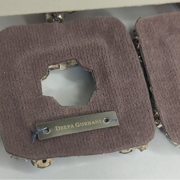 Deepa Gurnani Earrings Chandelier Blue Crytal Beaded Stones Jazlyn Cocktail - Picture 7 of 10